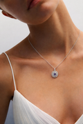 Sapphire & Diamond Pendant Necklace (Platinum 900)