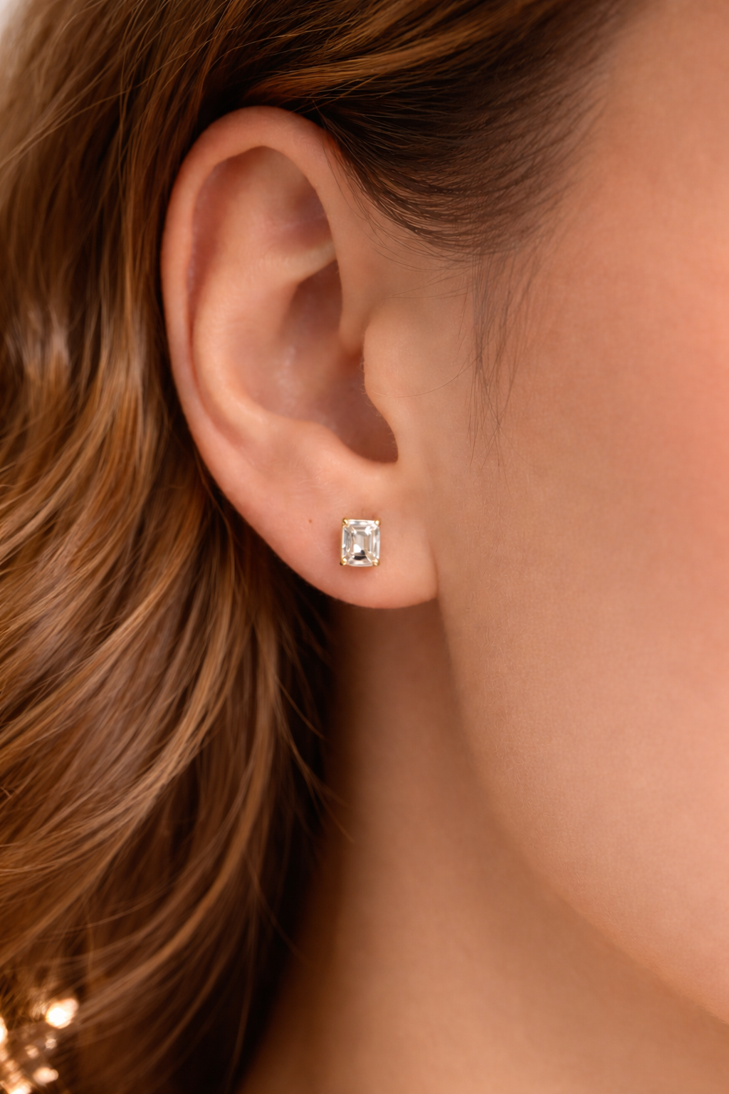 Emerald Cut Diamond Stud Earrings