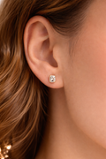 Emerald Cut Diamond Stud Earrings
