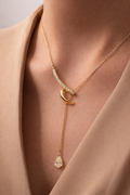 Curved Diamond Drop Necklace