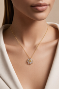 Floral Diamond Pendant Necklace