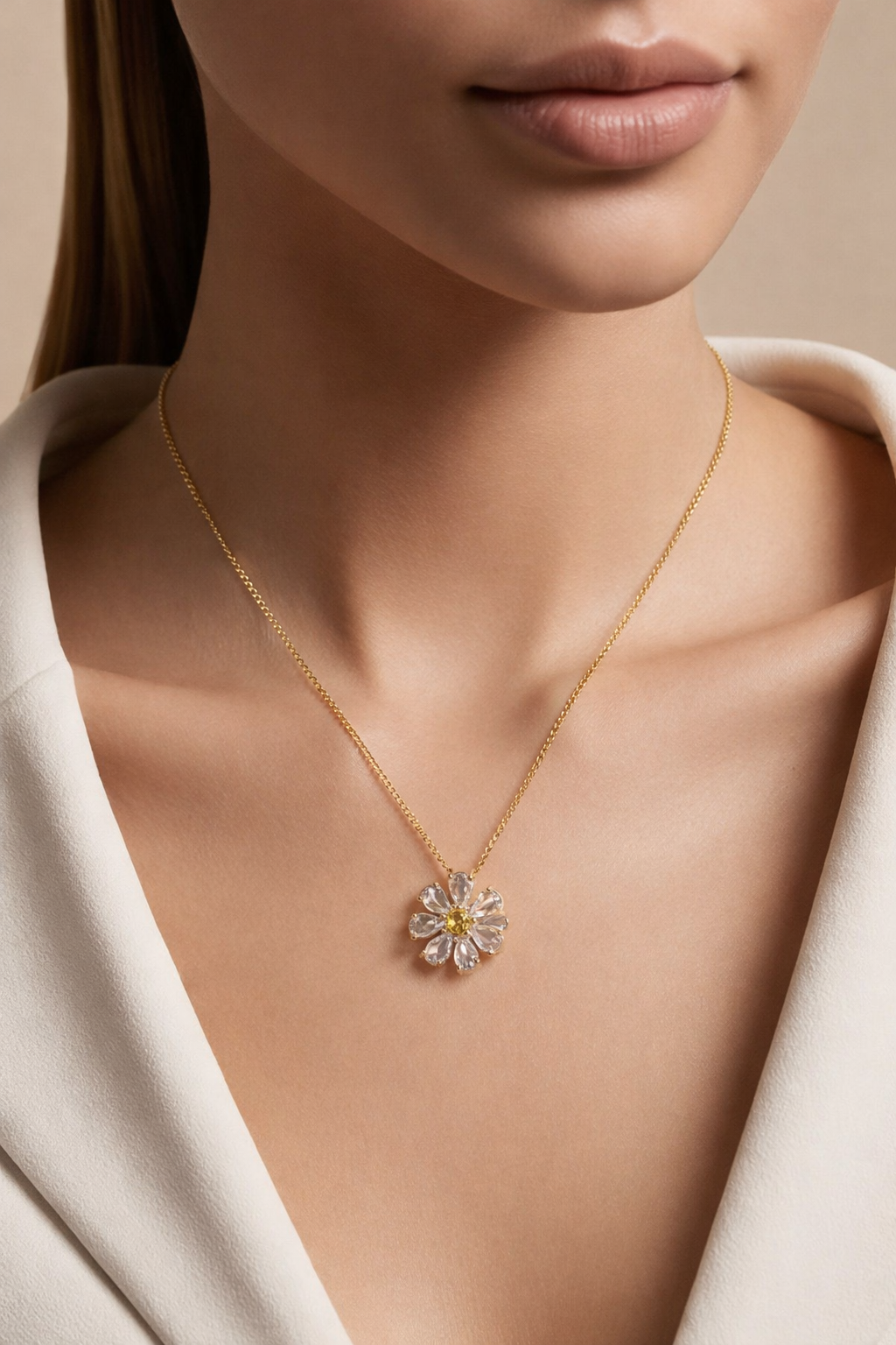 Floral Diamond Pendant Necklace