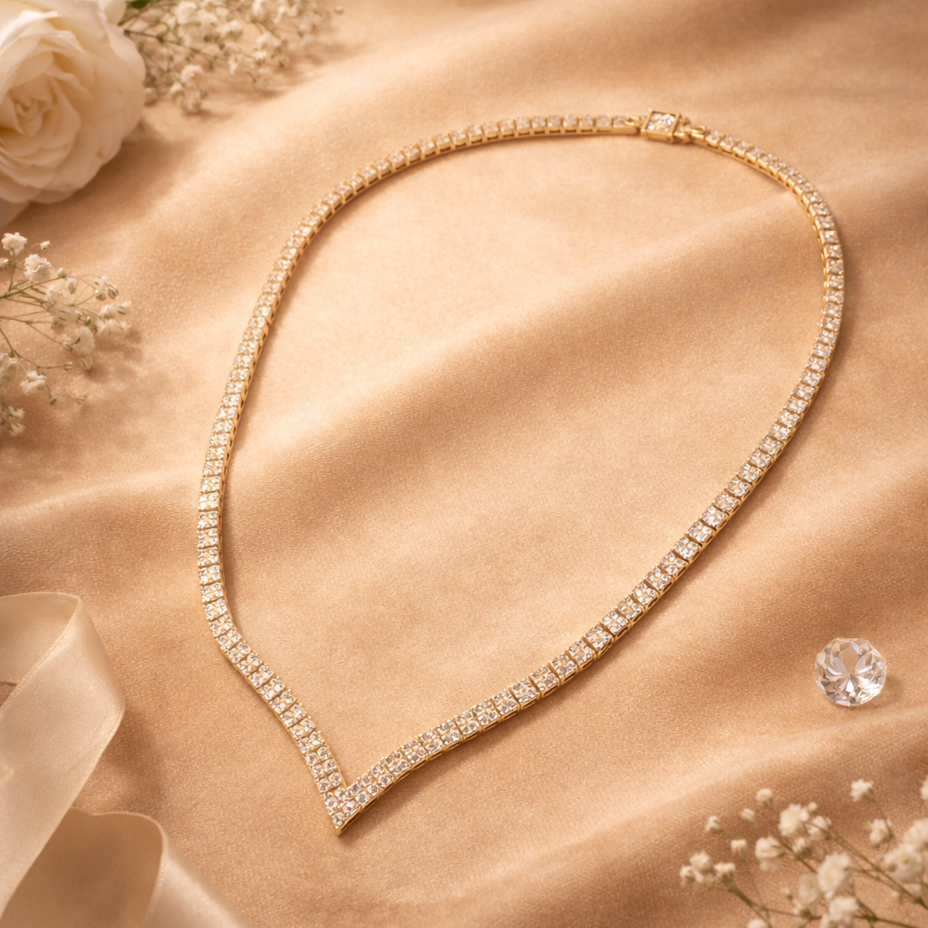 V-Shaped Tennis Necklace