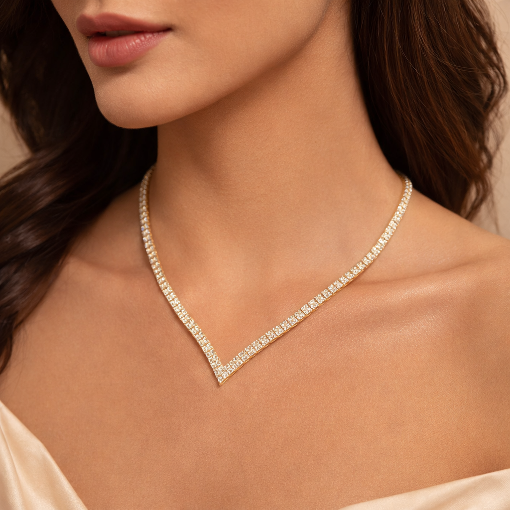 V-Shaped Tennis Necklace