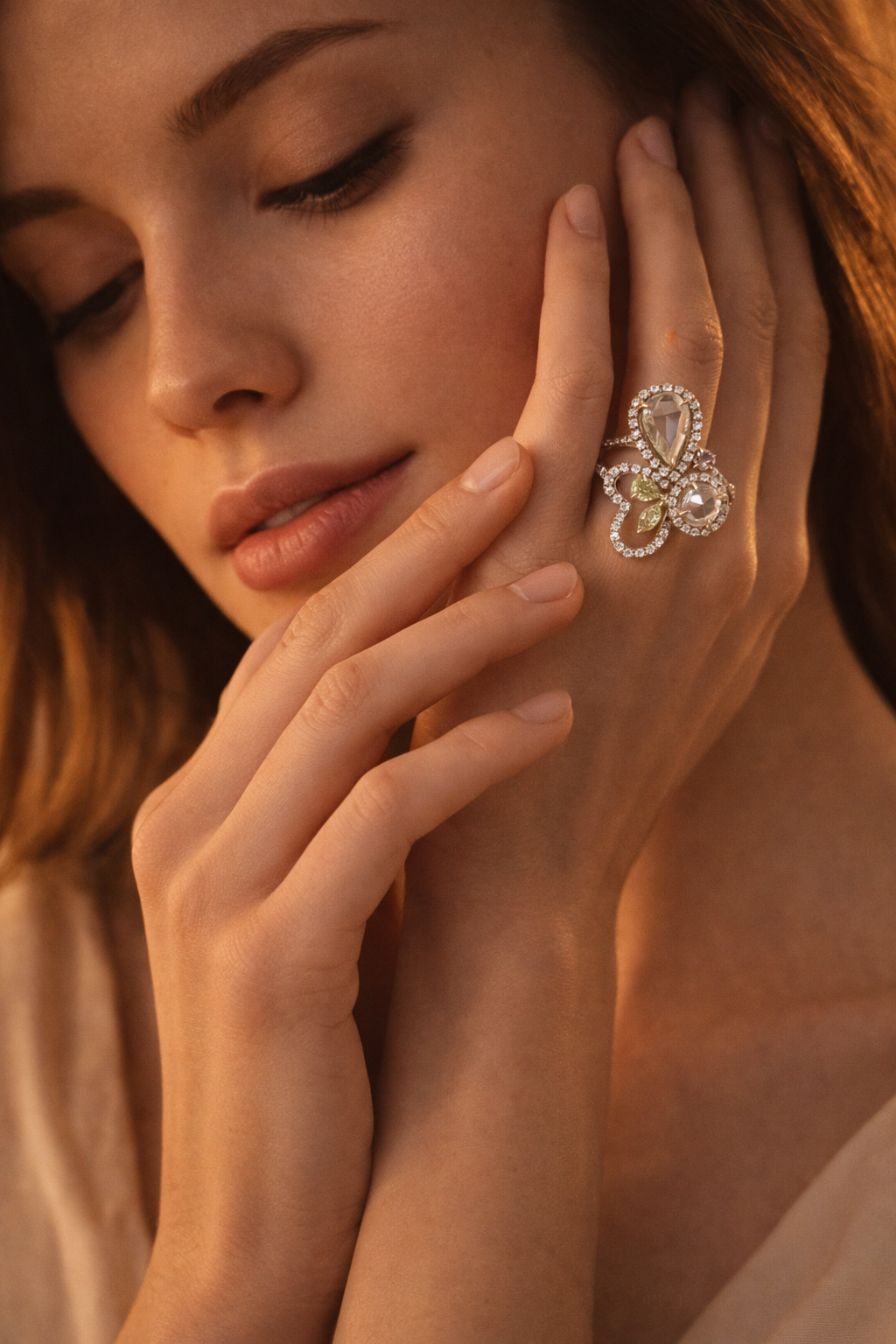 Floral Multi Stone Diamond Ring
