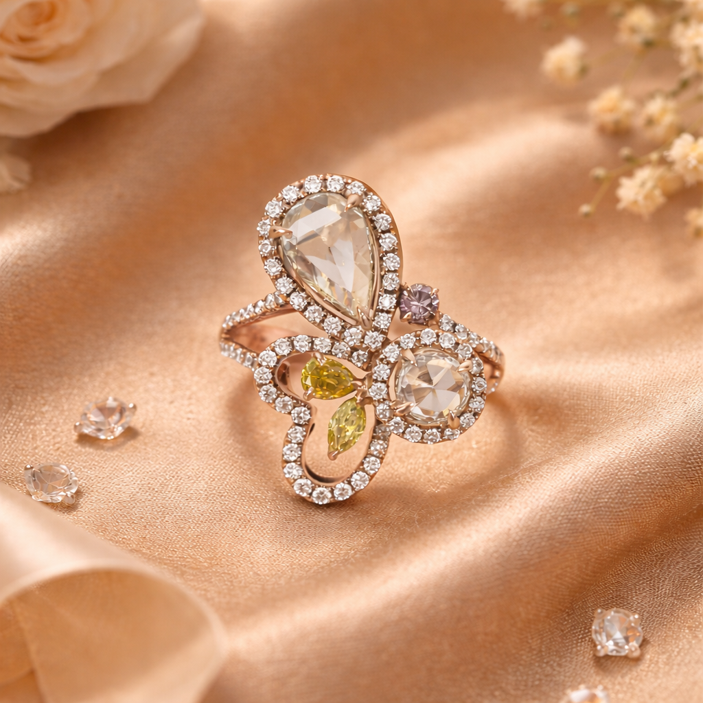 Floral Multi Stone Diamond Ring