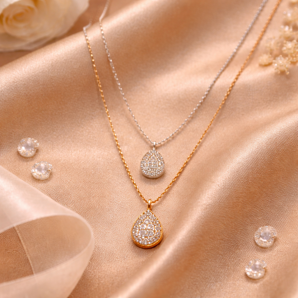 Dual Drop Diamond Layered Necklace