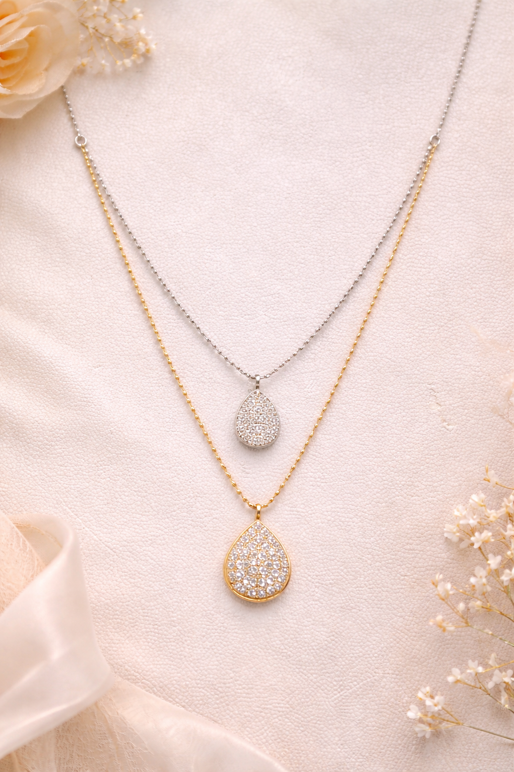 Dual Drop Diamond Layered Necklace