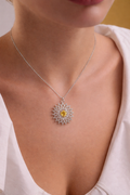 Yellow Diamond Halo Pendant (Platinum)
