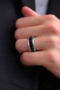Baguette Cut Black Diamonds Ring (Platinum)