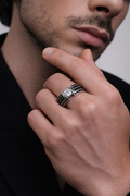Black Diamond Statement Ring (Platinum)