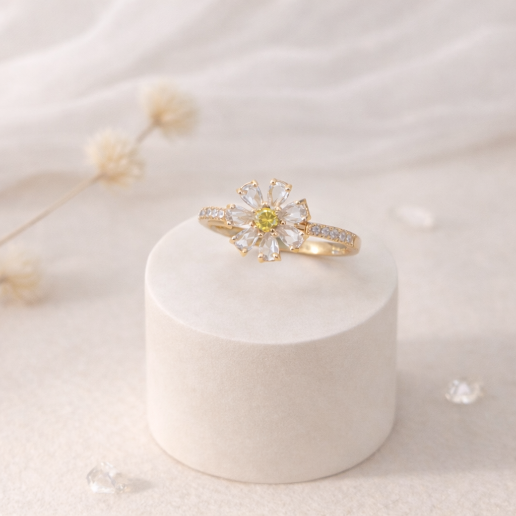 Yellow Diamond Blossom Ring