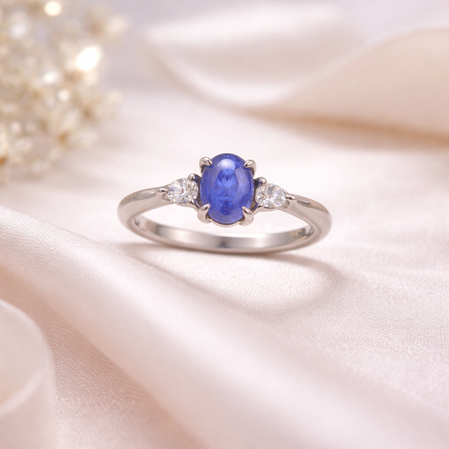 Cabochon Sapphire Trio Ring