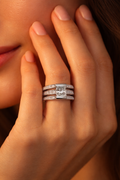 Square Diamond Triple Band Ring