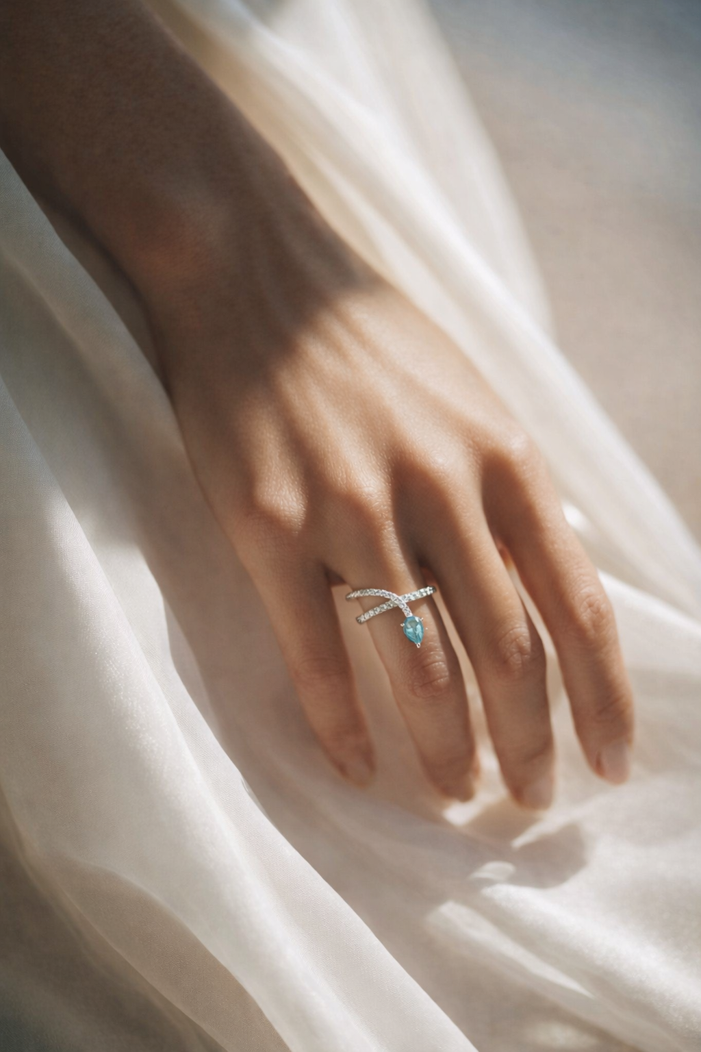 Drop Paraiba Diamond Ring