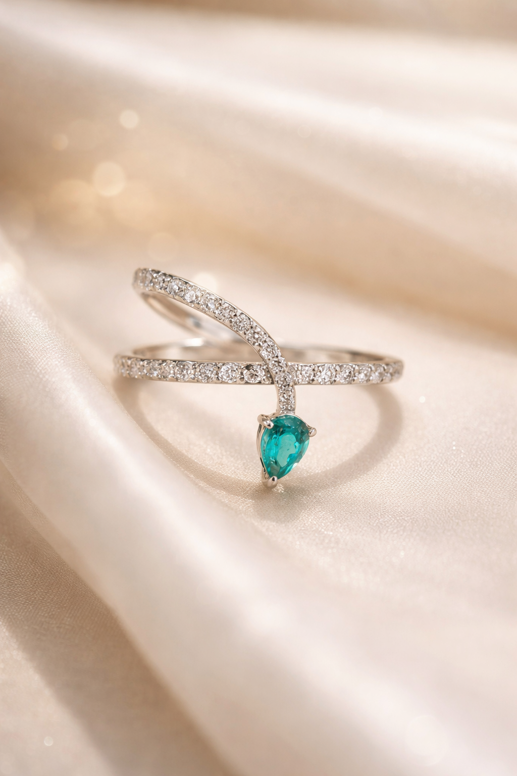 Drop Paraiba Diamond Ring
