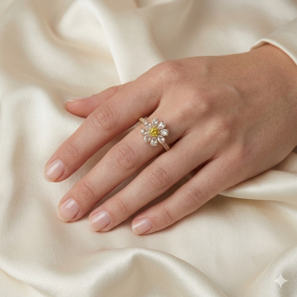 Yellow Diamond Blossom Ring